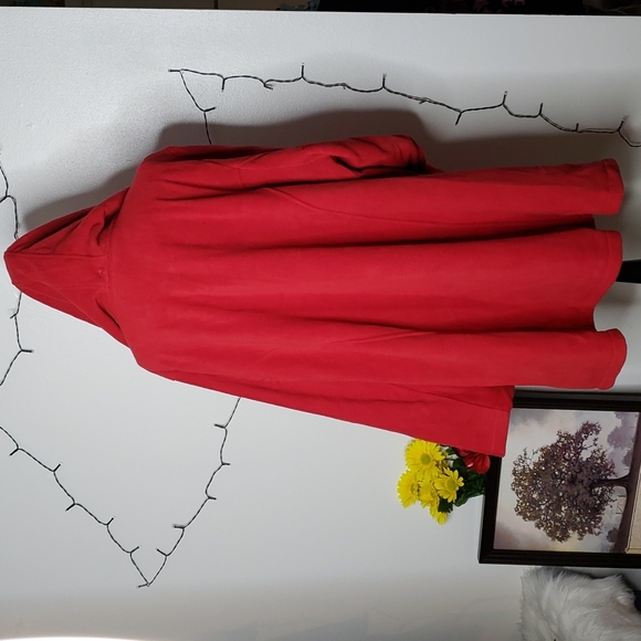 NEW Woman Within Hooded ALine Fleece Coat Red - Picture 9 of 14